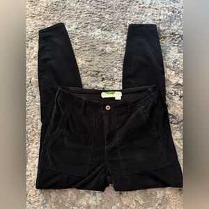 Anthropologie Black Velvet Skinny Pants